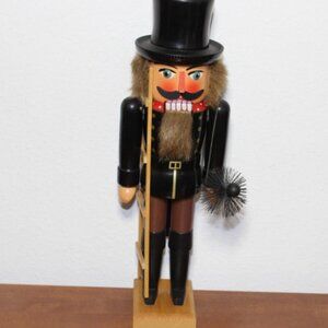 Vintage Erzgebirgische German Nutcracker Lucky Chimney Sweep 13" Bright Colors